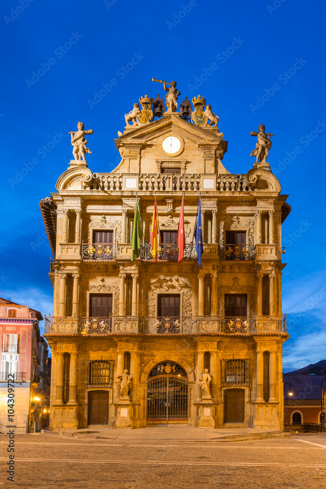 Fototapeta premium Town Hall Pamplona, Spain
