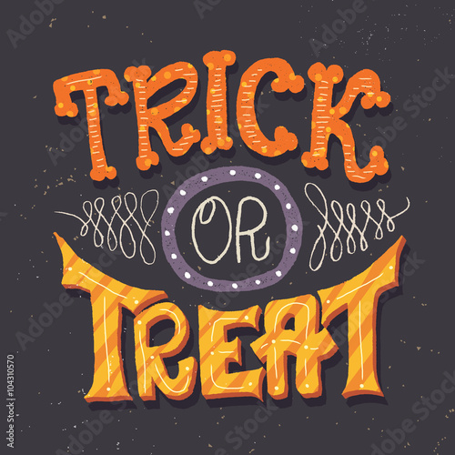 Trick or treat hand lettering card for Halloween