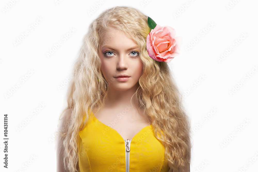 spring girl witn flower in hair