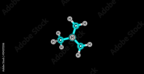 Isobutane molecular structure isolated on black photo