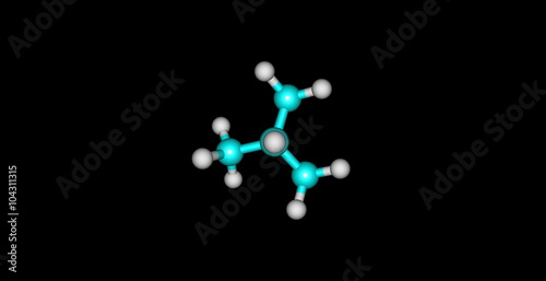 Isobutane molecular structure isolated on black