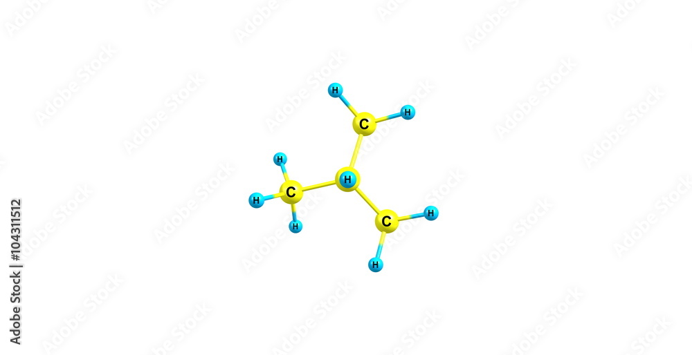Isobutane molecular structure isolated on white Isobutane molecular structure isolated on white