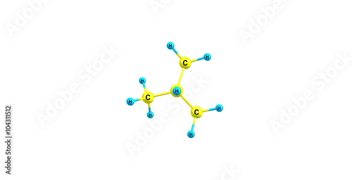 Isobutane molecular structure isolated on white photo