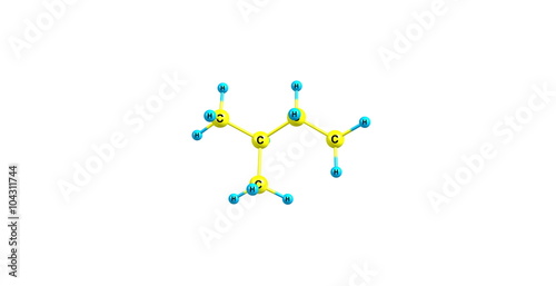 Isopentane molecular structure isolated on white