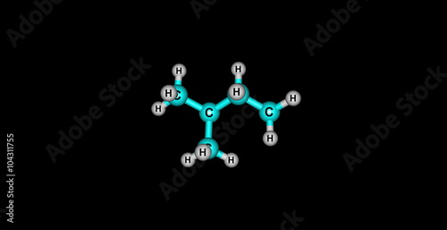 Isopentane molecular structure isolated on black photo