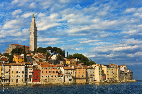 Croatia. Istrian peninsula. Rovinj  Rovigno . General view of the Old Town with St. Euphemia s Basilica