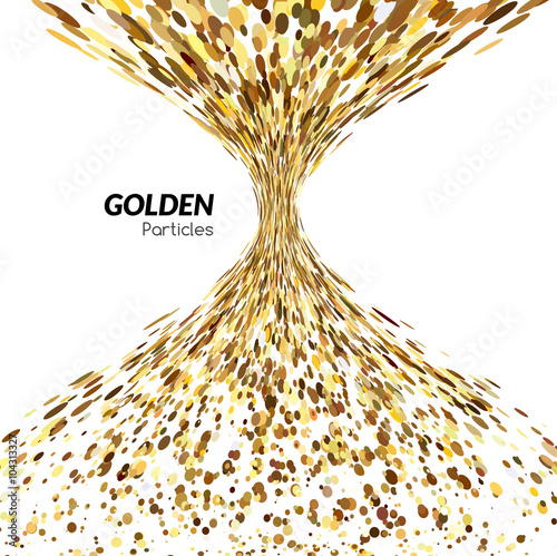 Abstract funnel tornado background golden dots. Banner background, vector golden poster. Gold colors success concept