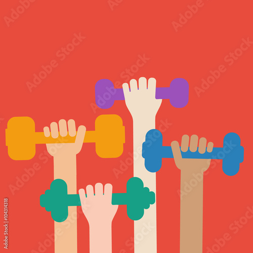 Hands holding dumbbells