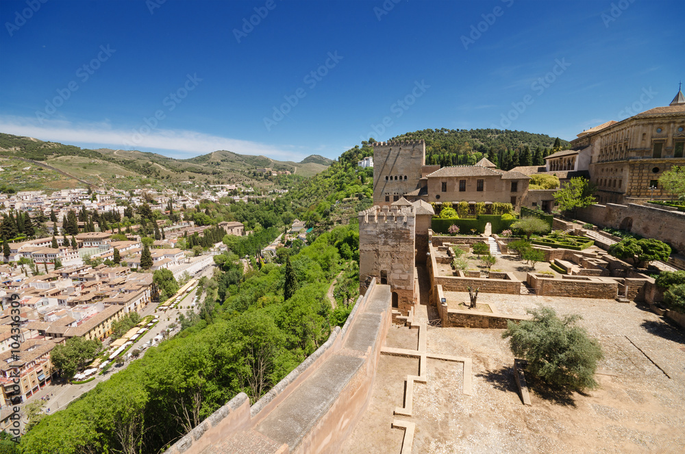 Granada cityscape viewed from La Alahambra palace.
