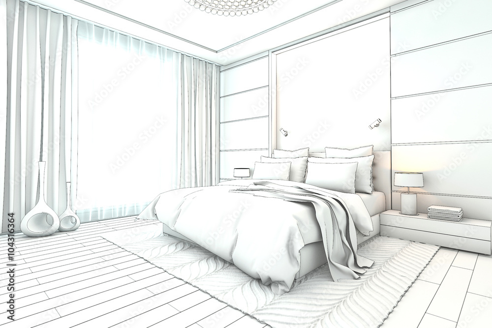 Vector Interior Sketch Design Of Bedroom Royalty Free SVG Cliparts  Vectors And Stock Illustration Image 128738449