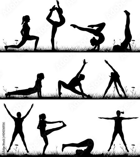 fitness outdoor - practice in the meadow