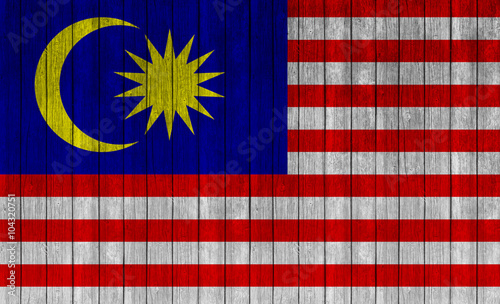 malaysia flag on old wood t...