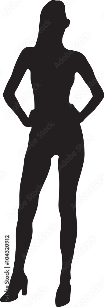 Sexy Nude Woman Silhouette. Vector Illustration