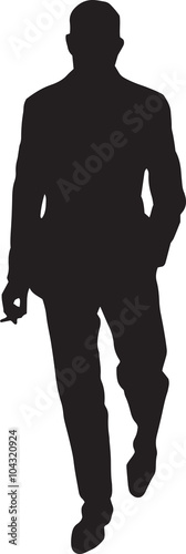 Smoking Man Figure Silhouette. Vector Illustration