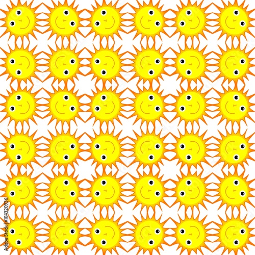 Illustration of the shining and smiling sun on a white background for children