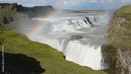 Cascata Gullfoss con arcobaleno photo