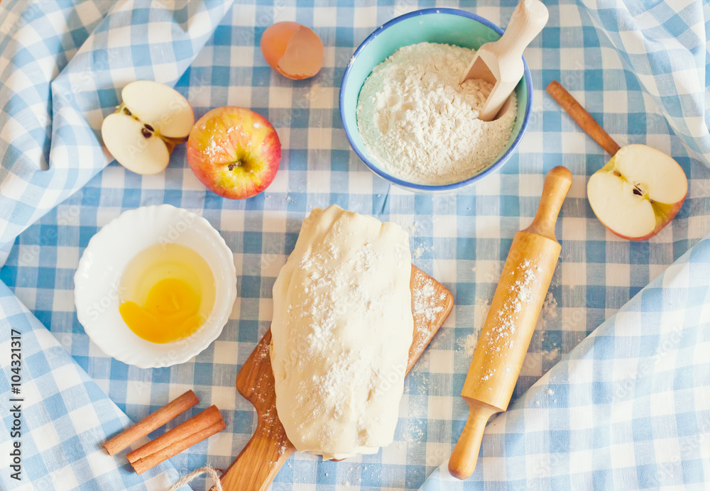 Raw dough for apple strudel