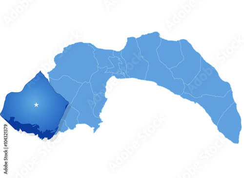 Map of Antalya - Kas is pulled out