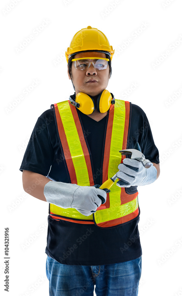 male construction worker with Standard construction safety equip