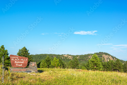 Foto Sign marking the boundary of the Black Hills National Forest