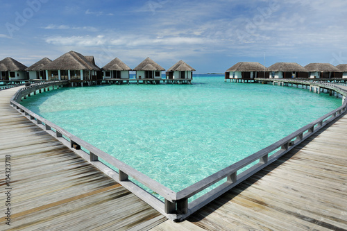 Fototapeta Naklejka Na Ścianę i Meble -  Beautiful beach with water bungalows
