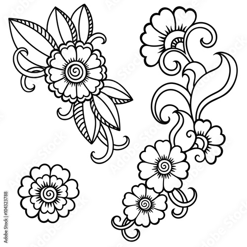 Henna tattoo flower template.Mehndi.
