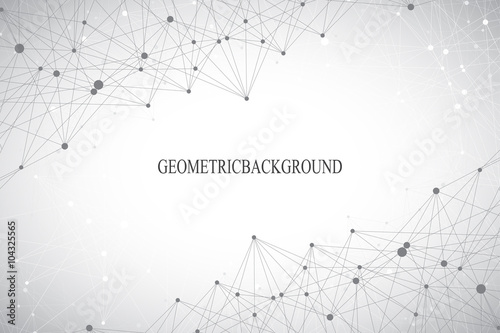 Geometric grey background molecule and communication . Connected lines with dots. Vector illustration
