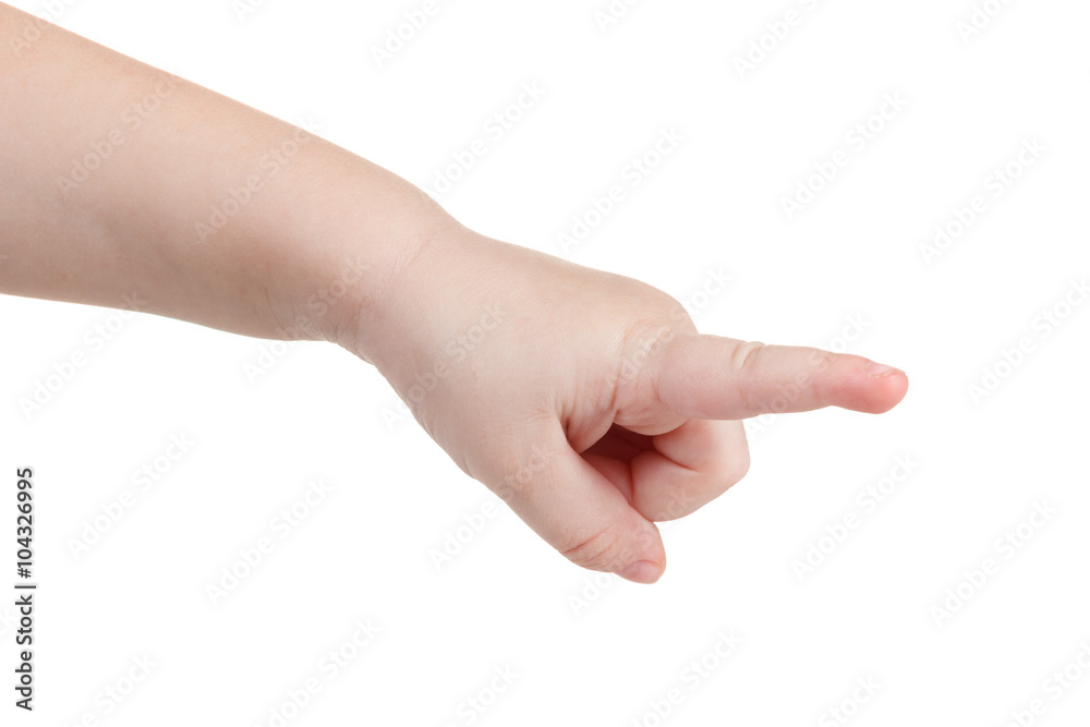 Gesture, a lovely child's hand indicates the direction Gesture, a lovely child's hand indicates the direction