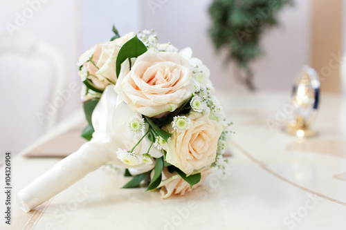 Wallpaper Mural Beautiful bride's bouquet on the table in registry office Torontodigital.ca