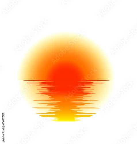 vector icon sunset and sea waves © Sergio 