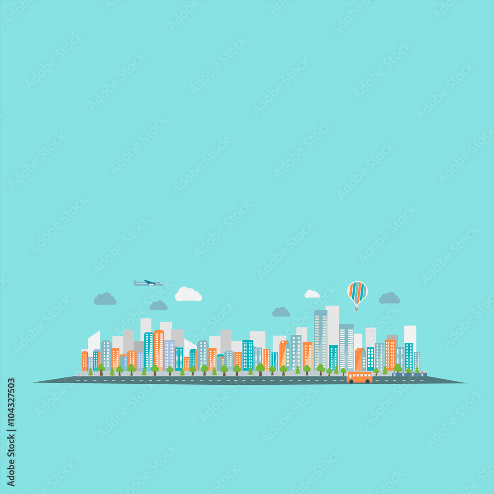 Modern vibrant city in vector graphics