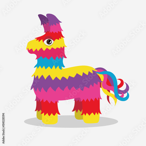 Vector bright striped colorful pinata isolated on white background
