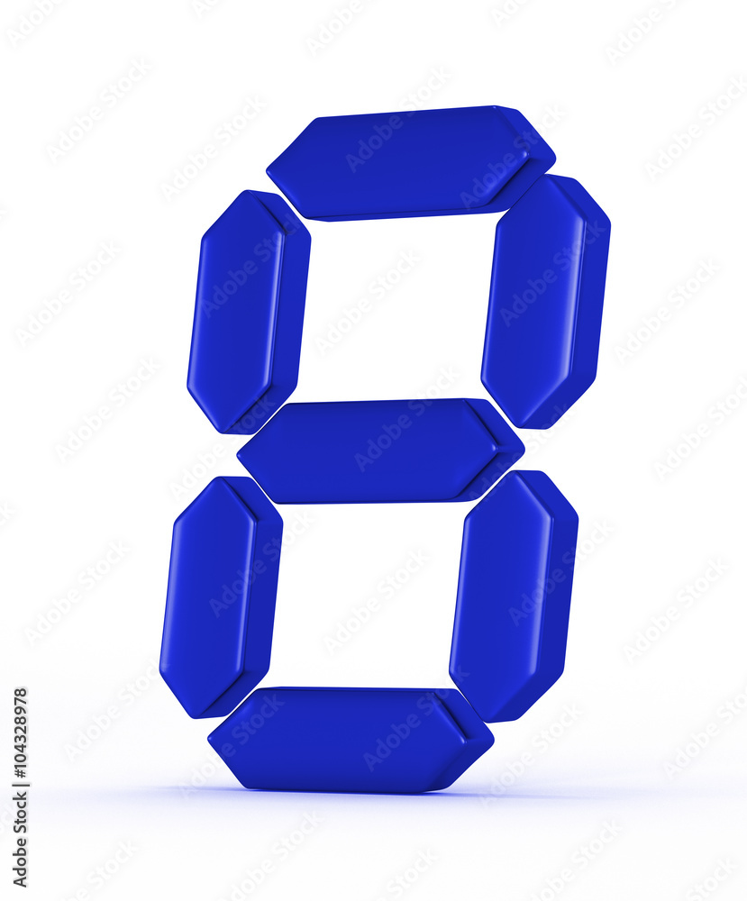 blue number eight on white background with shadow blue number eight on white background with shadow