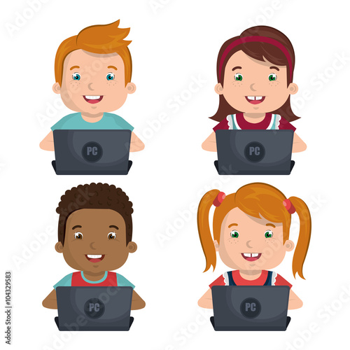 Children using computer design 