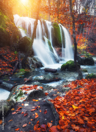 Beautiful waterfall at moun...