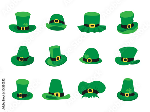 Set of leprechaun hats, St. Patricks Day symbol.