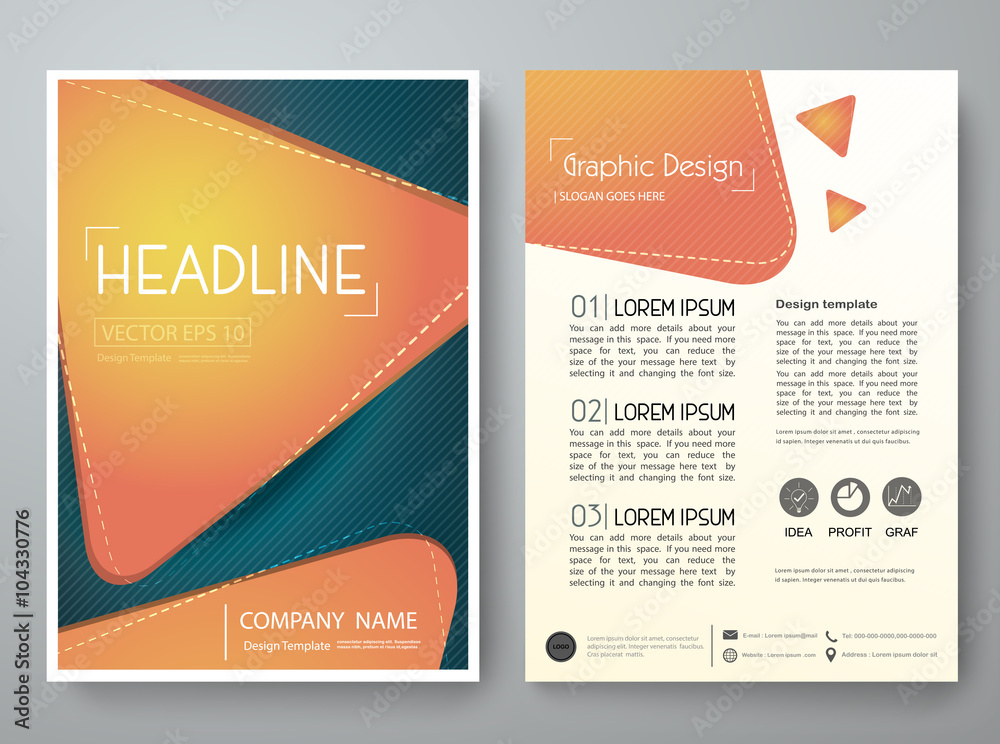 Fototapeta premium Vector magazine,modern flyers brochure,cover,annual report,design templates,layout with triangle background in a4 size,To adapt for business poster,presentation,information, illustration