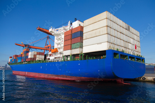 Container Ship is loading in a port
