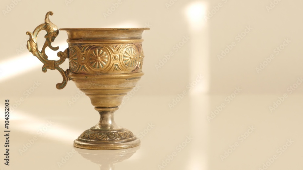 Hand made brass holy grail style highly detailed 4K 2160p UltraHD tilting footage Hand made brass holy grail style highly detailed 4K 2160p UltraHD tilting footage