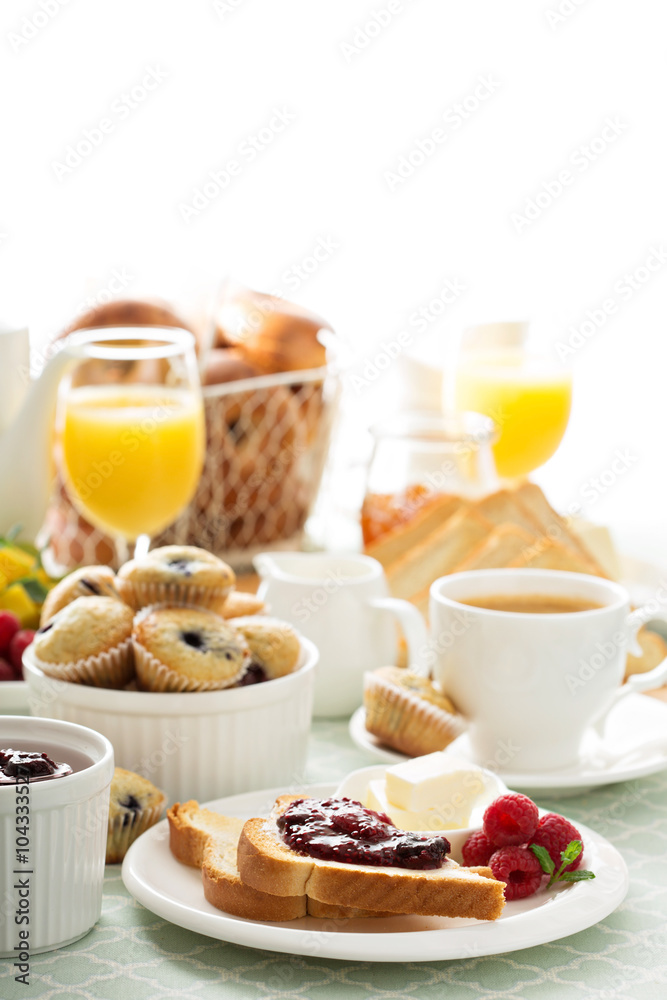Fresh and bright continental breakfast table Fresh and bright continental breakfast table