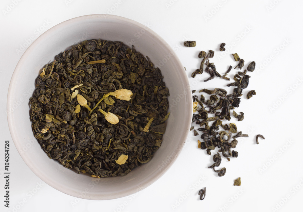 Green tea in saucer Green tea in saucer