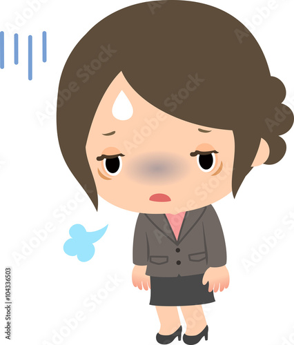 疲れた表情の若い女性