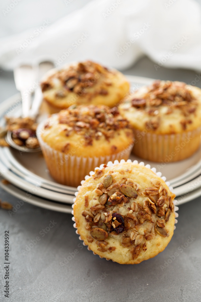 Homemade granola muffins for breakfast