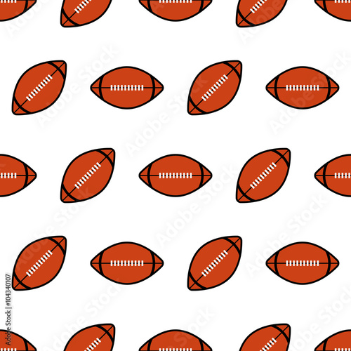 Seamless pattern with Rugby balls. Sports background. American football balls
