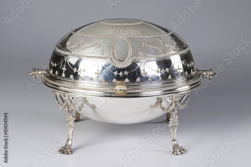 Antique Silver Revolving Server. photo