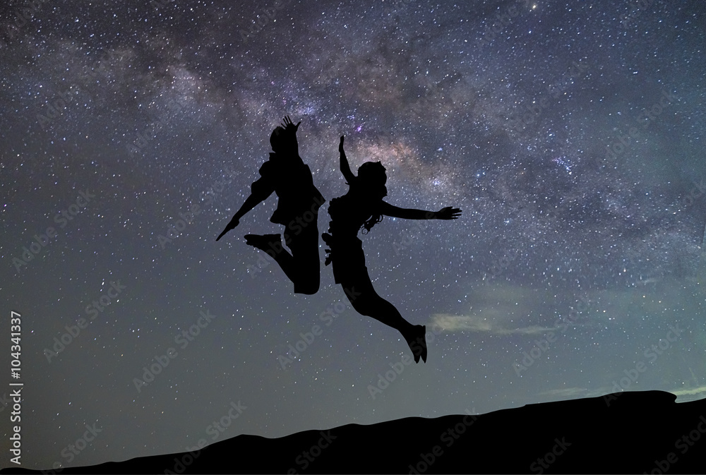 milky way, Couple jumping the galaxy