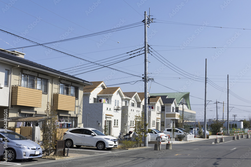 住宅　分譲住宅街　イメージ　快晴　青空　街並