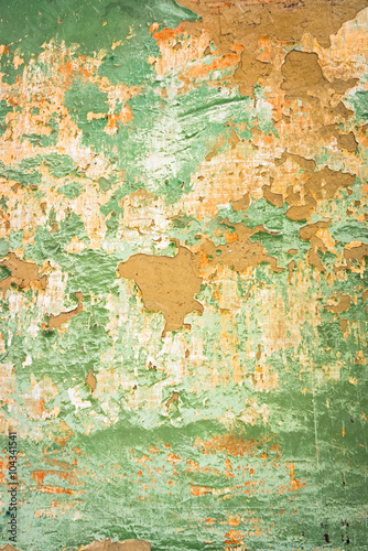 Old Grunge Orange and Green Wall Texture, Background