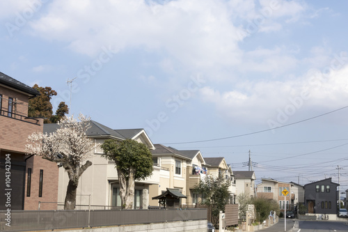 住宅 分譲住宅街 イメージ 青空 コピースペース 大規模分譲地 南面道路