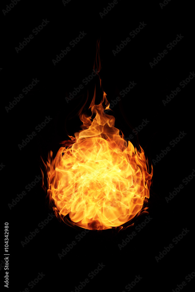 abstract ball fire flames on black background - obrazy, fototapety, plakaty 